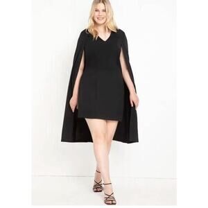 Eloquii Black Cape Womens Dress Size 14‎ Cocktail Event Evening Holiday Mature